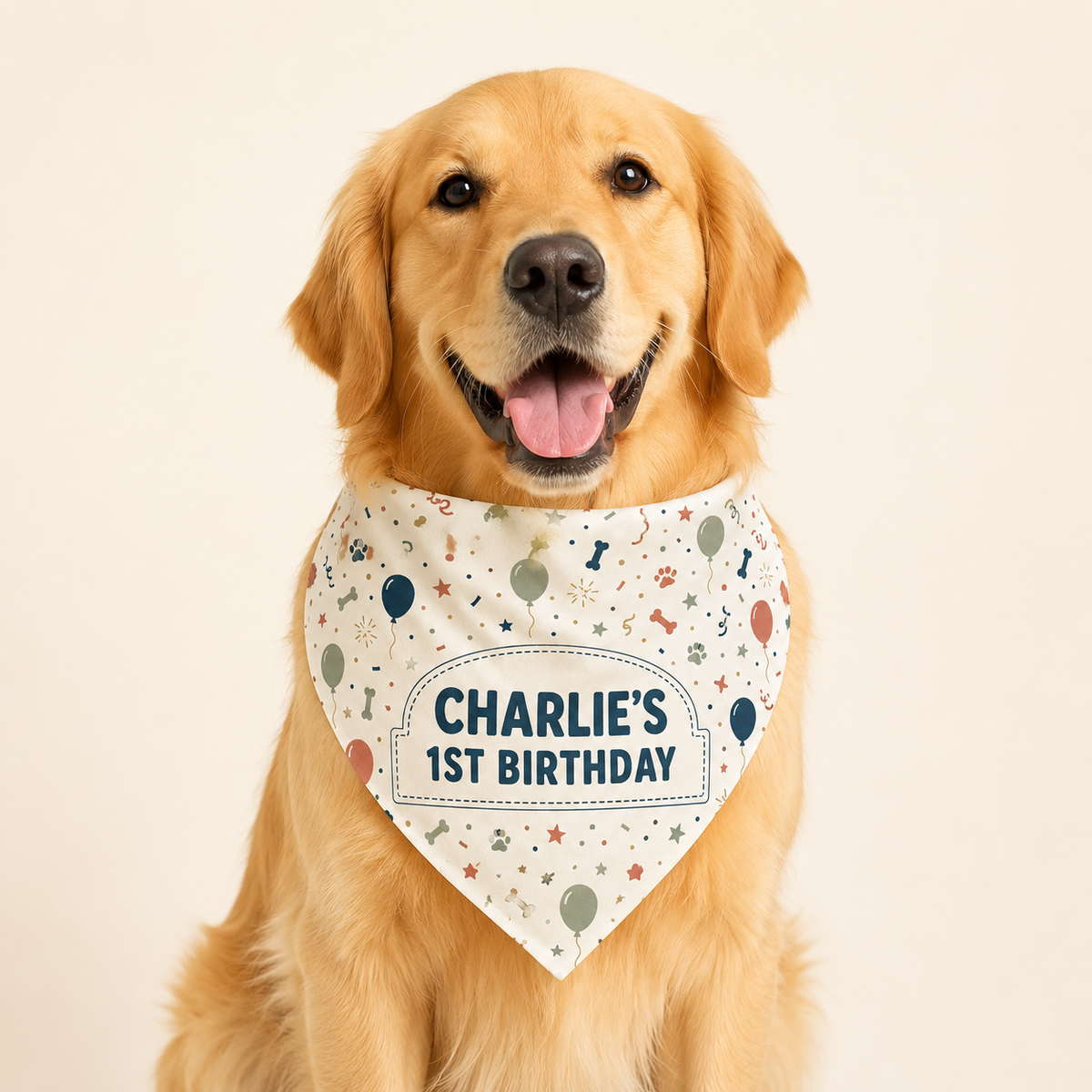 Renna Personalized Birthday Dog Bandana — Custom Name & Age