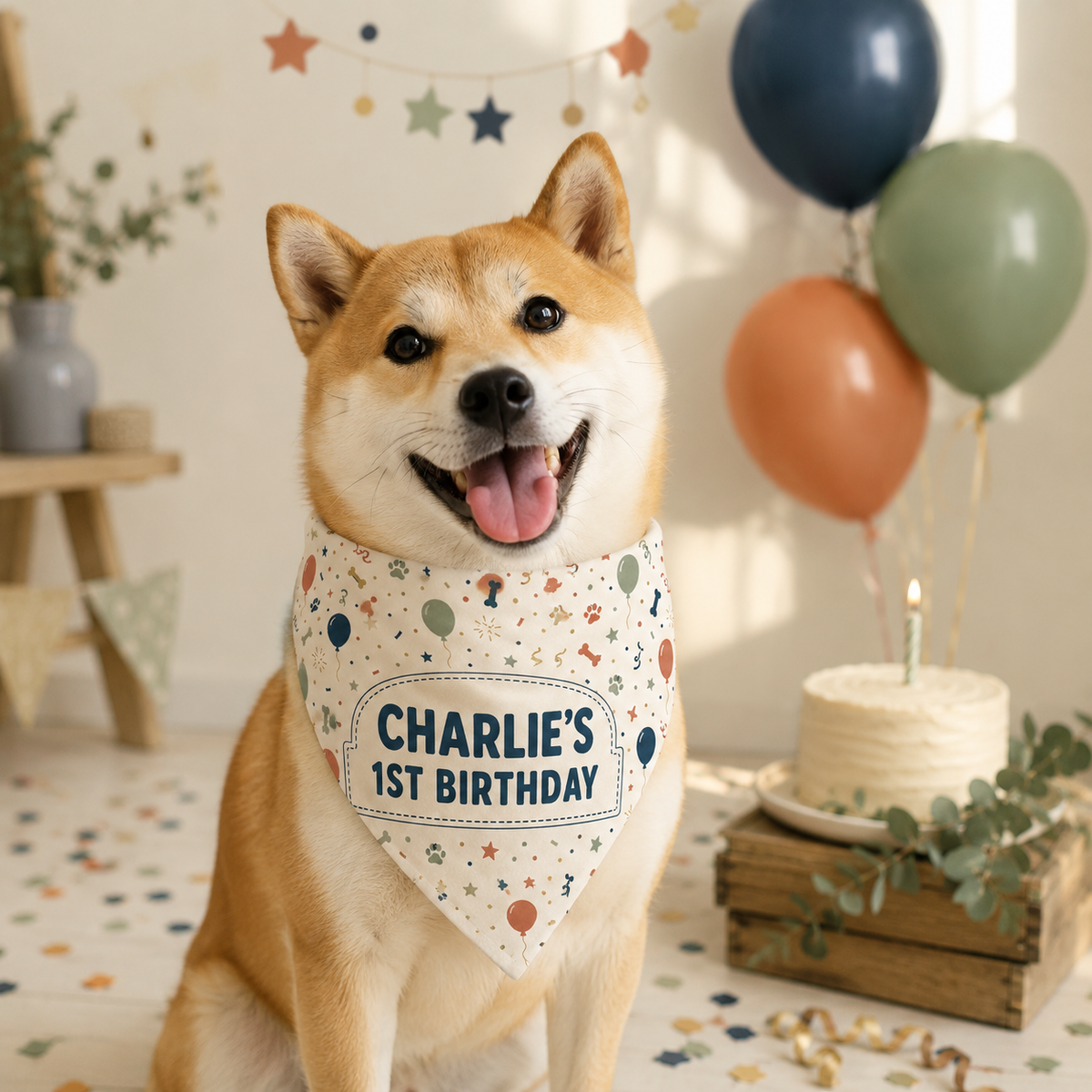 Renna Personalized Birthday Dog Bandana — Custom Name & Age