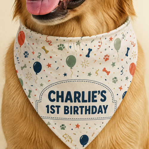 Renna Personalized Birthday Dog Bandana — Custom Name & Age
