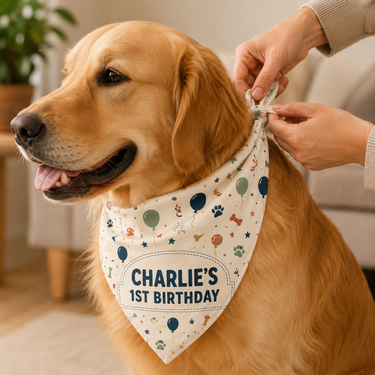 Renna Personalized Birthday Dog Bandana — Custom Name & Age