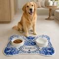 Renna Personalized Chinoiserie Bone-Shaped Pet Feeding Mat