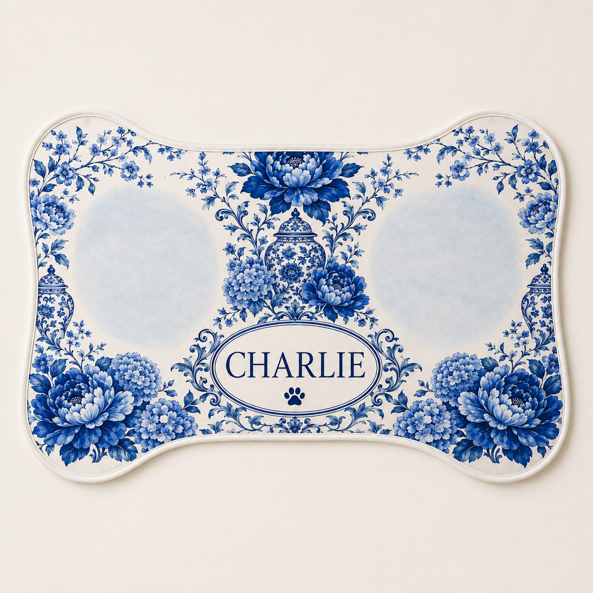 Renna Personalized Chinoiserie Bone-Shaped Pet Feeding Mat