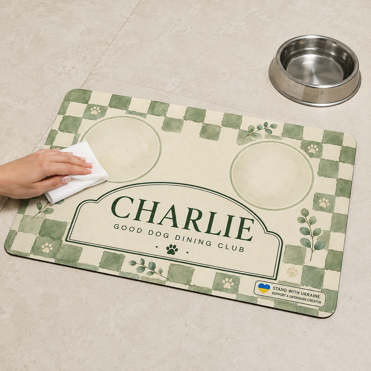 Renna Personalized Dog Feeding Mat